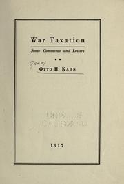 Cover of: War taxation: some comments and letters