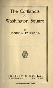 Cover of: The Cortlandts of Washington Square