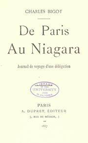 Cover of: De Paris au Niagra: journal de voyage d'une délégation