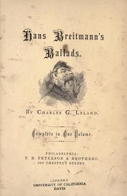 Cover of: Hans Breitmann's ballads by by Charles G. Leland.