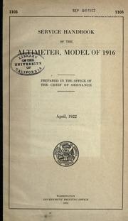 Service handbook of the altimeter, model of 1916 by United States. Army. Ordnance Dept.