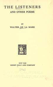 Cover of: The listeners, and other poems by Walter De la Mare