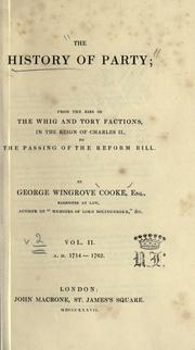 The history of party by George Wingrove Cooke