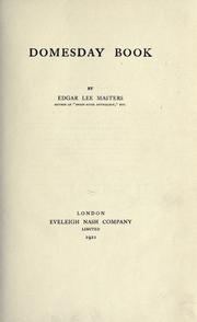 Cover of: Domesday book. by Edgar Lee Masters