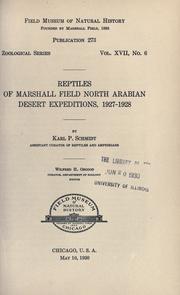 Cover of: Reptiles of Marshall Field North Arabian desert expeditions, 1927-1928 by Karl Patterson Schmidt