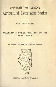 Cover of: Balanced vs. unbalanced rations for dairy cows
