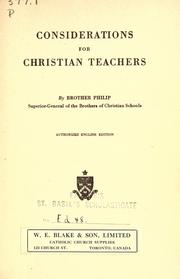 Cover of: Considerations for Christian teachers