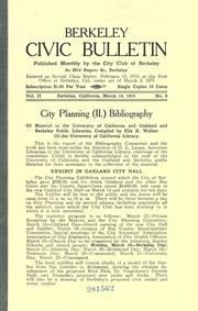 Cover of: City planning (II.): Bibliography of material in the University of California and Oakland and Berkeley public libraries