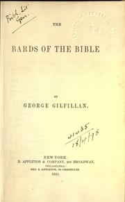 Cover of: The Bards of the Bible. by George Gilfillan