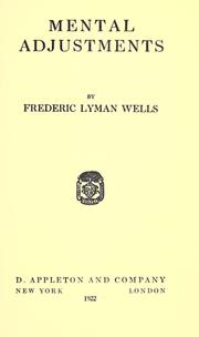 Cover of: Mental adjustments by Frederic Lyman Wells