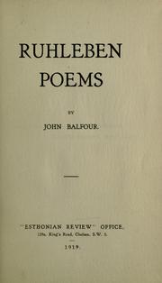 Cover of: Ruhleben poems by John Balfour