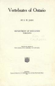 Cover of: Vertebrates of Ontario