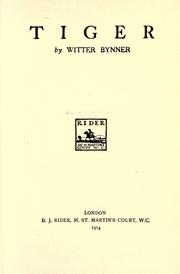 Cover of: Tiger by Witter Bynner