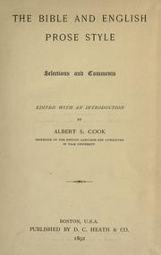 Cover of: The Bible and English prose style by Albert Stanburrough Cook