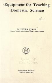 Cover of: Equipment for teaching domestic science by Helen Kinne
