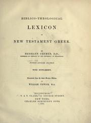 Cover of: Biblico-theological lexicon of New Testament Greek.: With supplement.