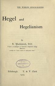 Cover of: Hegel and Hegelianism