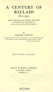 Cover of: A century of ballads, 1810-1910 by Harold Simpson, Harold Simpson