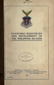 Cover of: Economic resources and development of the Philippine Islands