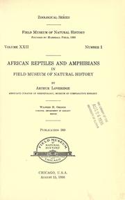 Cover of: African reptiles and amphibians in Field Museum of Natural History. by Arthur Loveridge