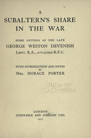 Cover of: A subaltern's share in the war by George Weston Devenish