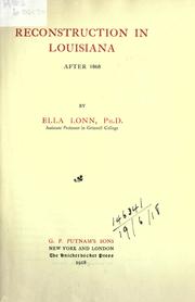 Cover of: Reconstruction in Louisiana after 1868. by Ella Lonn