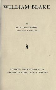 Cover of: William Blake. by Gilbert Keith Chesterton