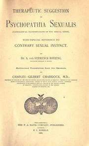 Cover of: Therapeutic suggestion in psychopathia sexualis: (pathological manifestions of the sexual sense), with especial reference to contrary sexual instinct