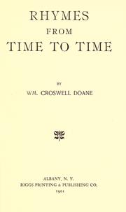 Cover of: Rhymes from time to time. by William Croswell Doane, William Croswell Doane