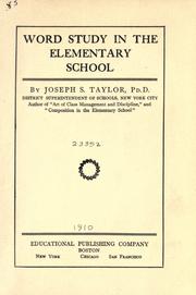 Cover of: Word study in the elementary school by Joseph S. Taylor, Joseph S. Taylor