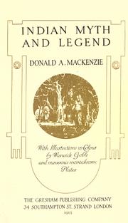 Cover of: Indian myth and legend by Donald Alexander Mackenzie