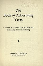 Cover of: The book of advertising tests by Lord & Thomas
