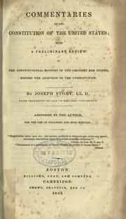 Cover of: Commentaries on the Constitution of the United States by Story, Joseph, Story, Joseph