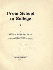 Cover of: From school to college [I]