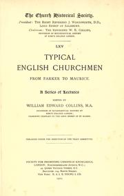 Cover of: Typical English churchmen from Parker to Maurice: a series of lectures