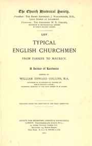 Cover of: Typical English churchmen from Parker to Maurice by Collins, William Edward