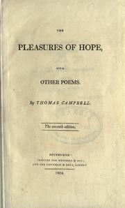 The pleasures of hope, with other poems by Thomas Campbell