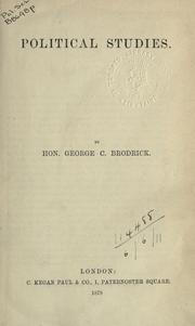 Cover of: Political studies. by George C. Brodrick