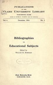 Bibliographies on educational subjects by William Henry Burnham