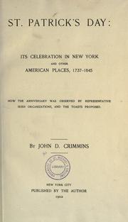 Cover of: St. Patrick's Day by John D. Crimmins