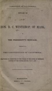 Cover of: Admission of California. by Winthrop, Robert C.