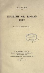 Cover of: English or Roman use?