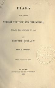 Cover of: Diary of a visit to Newport, New York and Philadelphia during the summer of 1815
