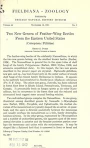 Two new genera of feather-wing beetles from the Eastern United States (Coleoptera: Pitliidae) by Henry S. Dybas