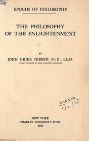 Cover of: The philosophy of the enlightenment. by John Grier Hibben, John Grier Hibben