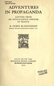 Cover of: Adventures in propaganda: letters from an intelligence officer in France.