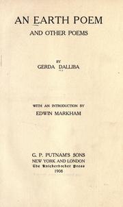 Cover of: An earth poem, and other poems by Gerda Dalliba