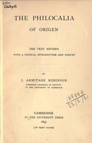 Cover of: Philocalia by Origen comm