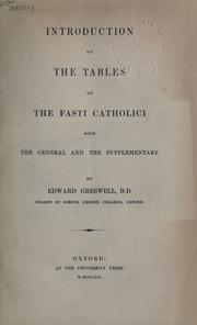 Cover of: Introduction to the Tables of the Fasti Catholici: both the general and the supplementary.