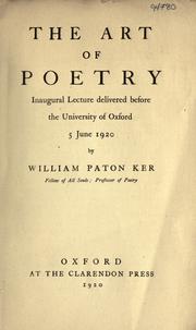 Cover of: The art of poetry by William Paton Ker